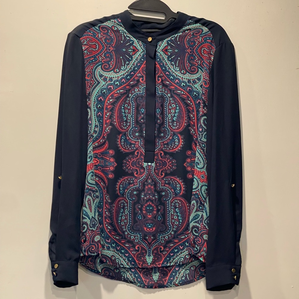 Adrianna Papell Multicolor Paisley Blouse